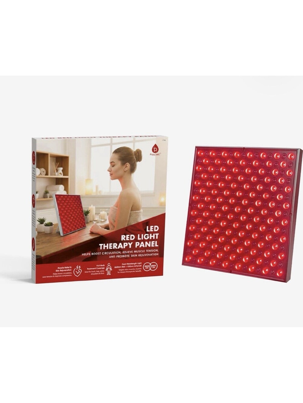PURSONIC Portable LED Red Light Therapy Panel 660nm/850nm for Face & Body